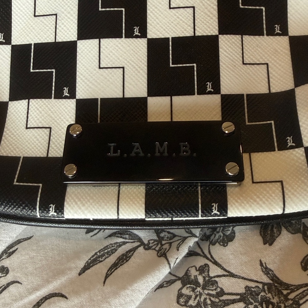 L.A.M.B. Black and White Patterned Wristlet Clutch - Picture 3 of 5